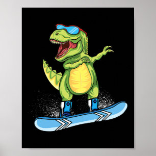 Poster Legal Dinossauro Snowboard Dabbing T Rex Sn