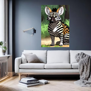Poster Legal e adorável Hybrid Hyena Zebra   Arte AI