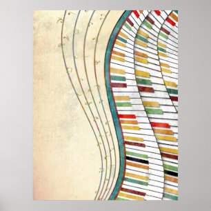 Poster Legal e incrível cor retrorativa de piano ondulada