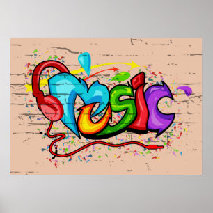 Poster Legal Grafite musical colorido