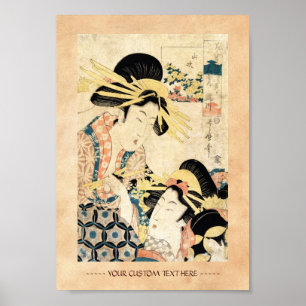 Póster Legal japanesa ukiyo-e duas geisha senhora