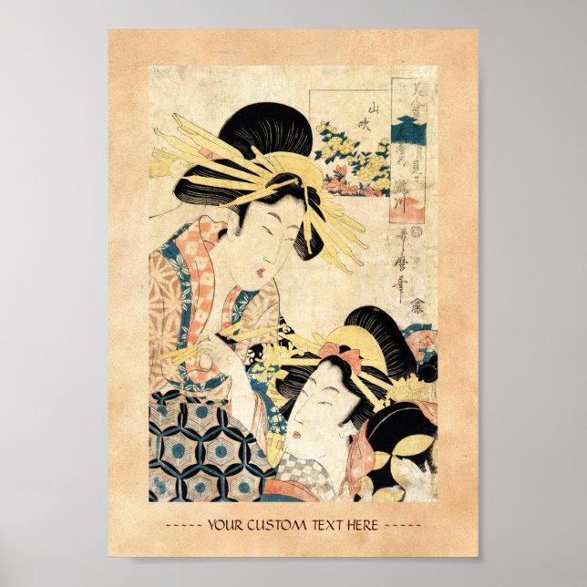 Póster Legal japanesa ukiyo-e duas geisha senhora (Frente)