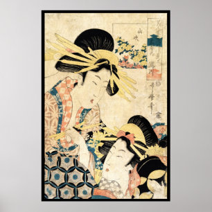 Póster Legal japanesa ukiyo-e duas geisha senhora