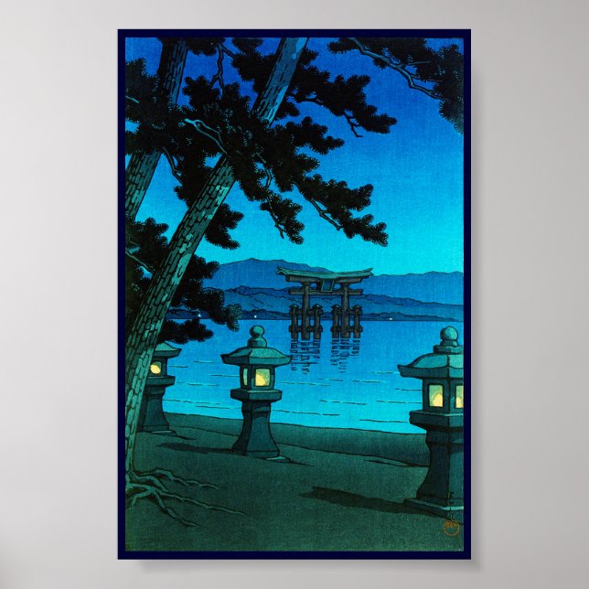 Póster Legal japão-lua-noite gate sea hasui kawase (Frente)