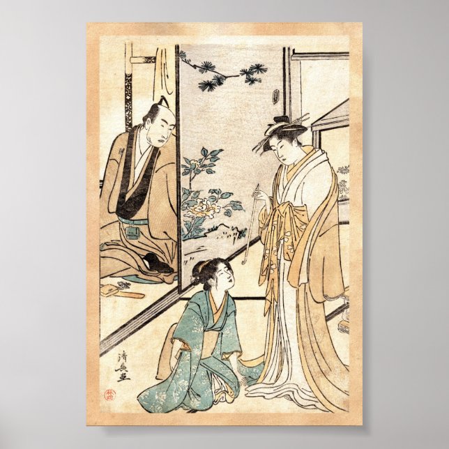 Póster Legal japão ukiyo-e geisha scroll (Frente)