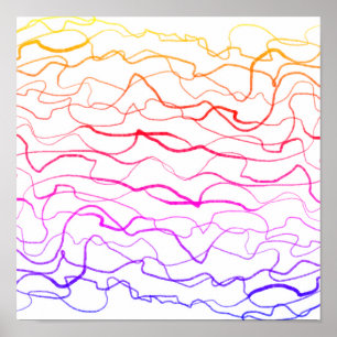 Poster legal linhas pintadas de onda coloridas abstrato