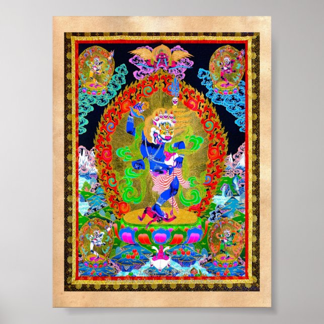 Póster Legal oriental tibetano thangka Simhavaktra Dakini (Frente)