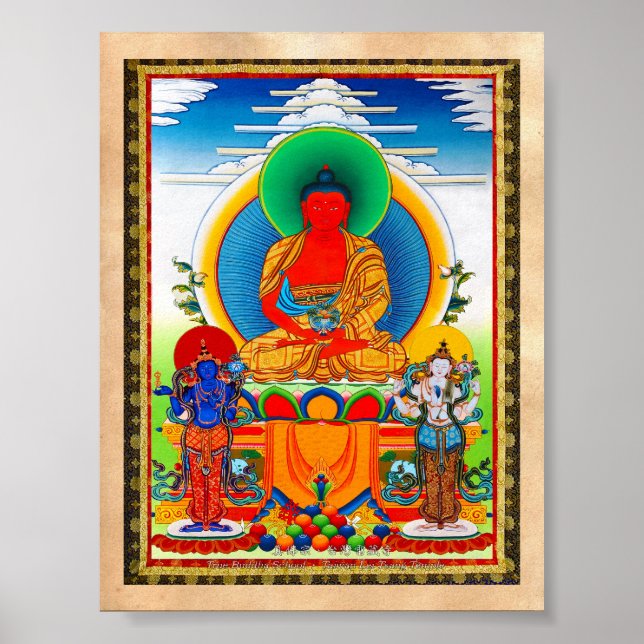Póster Legal oriental tibetano thangka três grandes Santo (Frente)