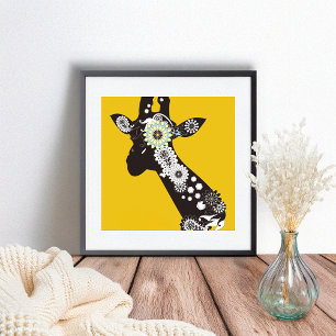 Póster Legal Paisley Giraffe Engraçado Amarelo