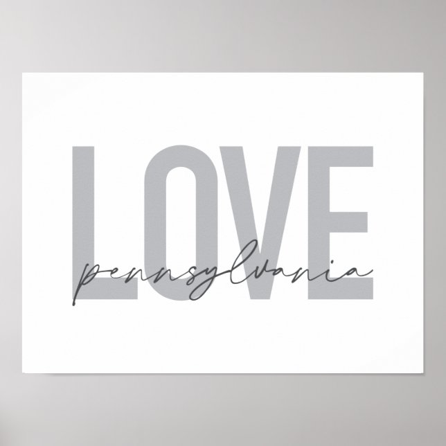Poster Legal, simples, moderno design Love Pennsylvania (Frente)