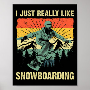 Poster Legal Snowboard Para Homens Mulheres A Passar Neve