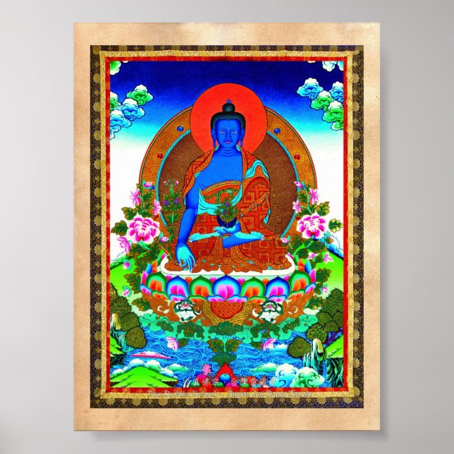 Poster Legal tatuagem oriental tibetana thangka Bhaisajya (Frente)