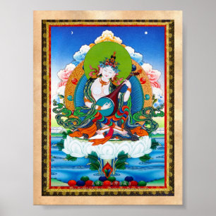 Póster Legal tatuagem oriental tibetana thangka Saraswati