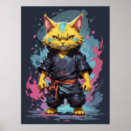 Poster Legal Watercolor Yellow Ninja Cat Warrior