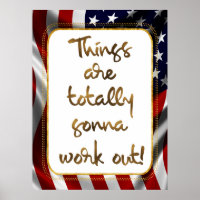 Legant Faux Gold Foil USA Flag Quote Inspirador