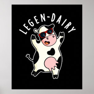 Poster Legen-milk Funny Cow Pun Dark BG