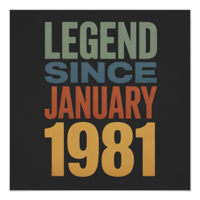 Póster Legend Since January 1981 Retro Birthday Classic (Frente)