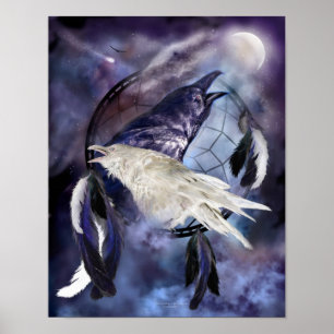 Póster Legenda da cópia branca da arte do corvo