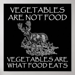 Poster Legumes Não São Comida Cartaz Divertido de Caça pr