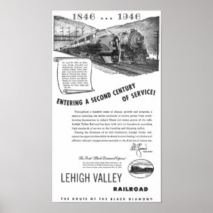 Póster Lehigh Valley Railroad-A Second Century Service