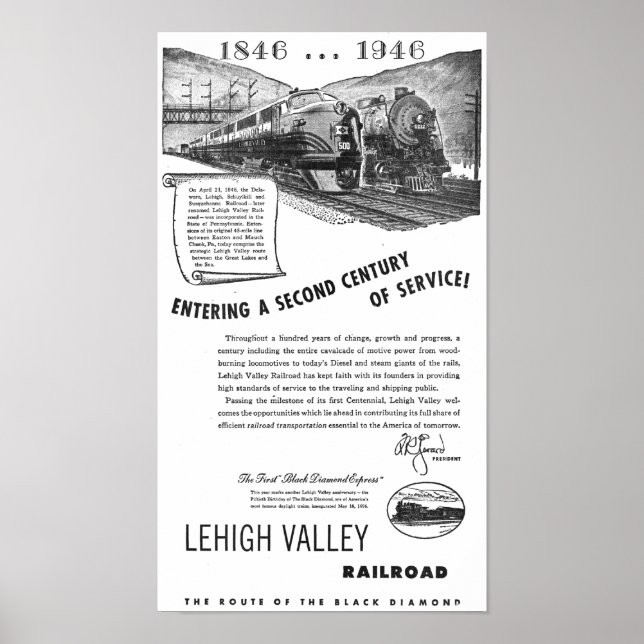 Póster Lehigh Valley Railroad-A Second Century Service (Frente)