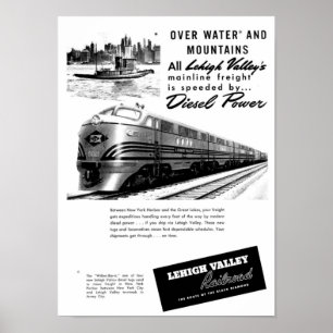Poster Lehigh Valley Railroad - New Diesel Power 1950