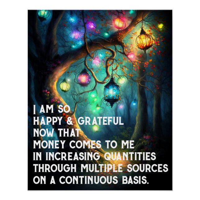 Póster Lei de Atrair Dinheiro Manifestação Citação Riquez (Frente)