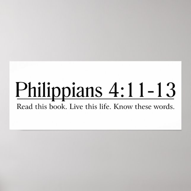 Póster Leia a Bíblia Philippians 4:11-13 (Frente)