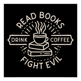 Póster Leia livros para beber mau de luta de café