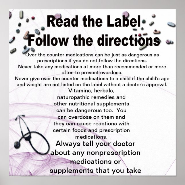 Póster Leia o rótulo, siga as instruções (Frente)