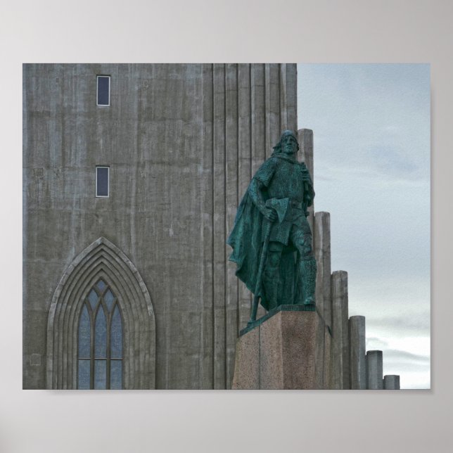 Poster Leif Erikson, Hallgrimskirkja, Reykjavik, Islândia (Frente)
