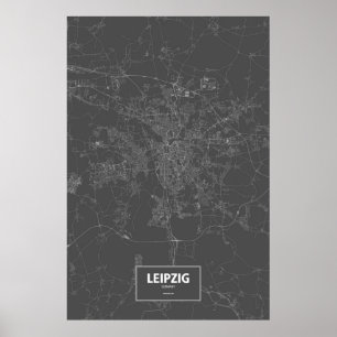 Póster Leipzig, Alemanha (branca no preto)