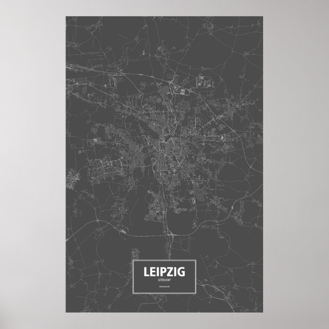 Póster Leipzig, Alemanha (branco a preto) (Frente)