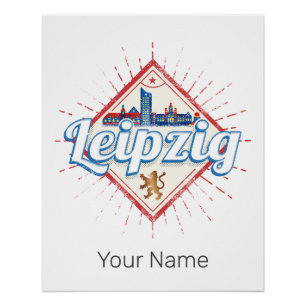 Póster Leipzig Alemanha Saxónia Retro Skyline Vintage