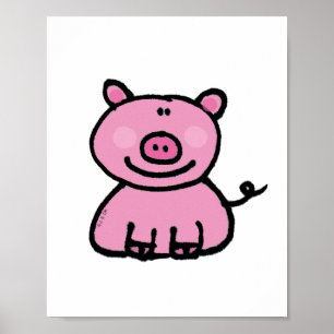 Póster Leitão cor-de-rosa