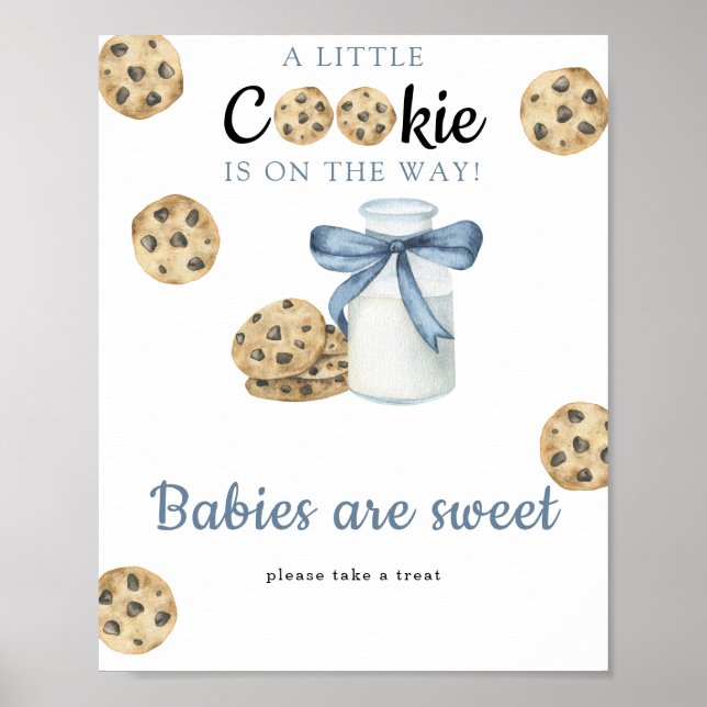 Poster Leite & biscoitos chá de bebê Bebês são doces  (Frente)