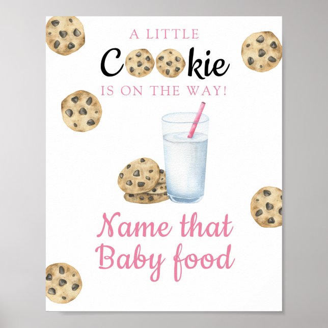 Poster Leite & biscoitos Chuvada de bebê Nome aquele alim (Frente)