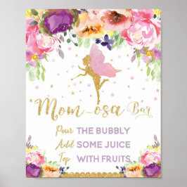 Poster Leite Chá de fraldas Mimosa Bar Sinal Baby Girl Fl