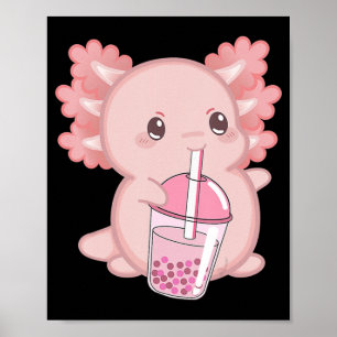 Poster Leite De Morango Cute Axolotl Japonês, Manguinheir