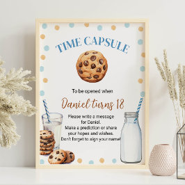 Poster Leite E Biscoitos Aniversário Hora Cápsula