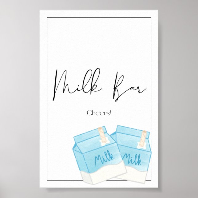 Poster Leite e Cookie Sinal de Bar de Aniversário (Frente)