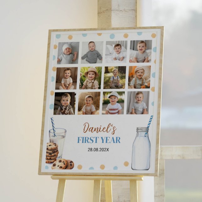 Poster Leite E Cookies Foto De Aniversário Sinal De Marco (Criador carregado)