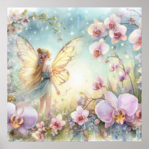 Poster Leite e flores em cor pastosa, aquarela