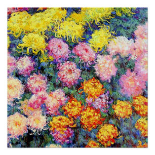 Póster Leito de Crisântemos por Monet