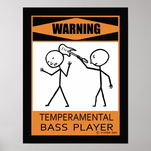 Póster Leitor de Bass Temperamental de Aviso (Frente)