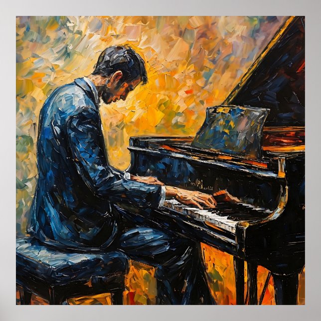 Poster Leitor de Piano - Pintura de Óleo (Frente)