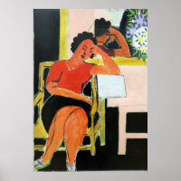 Leitor em Matisse de Fundo Preto