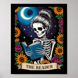 Poster Leitor Tarot Card Engraçado Livro Sobre Esqueleto 