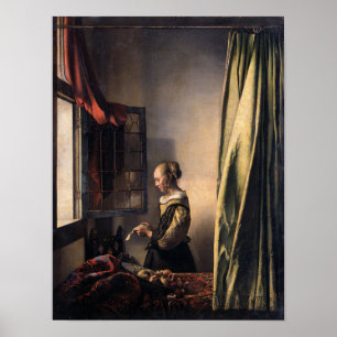 Póster Leitura de Garota na Janela Aberta por Vermeer