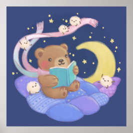Poster Leitura de Urso de Teddy com Ilustração de Monstro